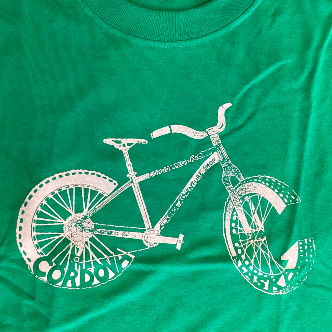 Kid’s Cordova Alaska Bicycle Green Short Sleeve T-Shirt