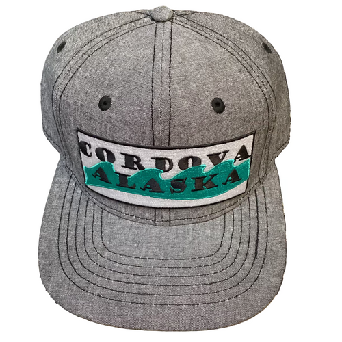 Cordova-Alaska-baseball-cap-hat-adjustable-water-wave-gray
