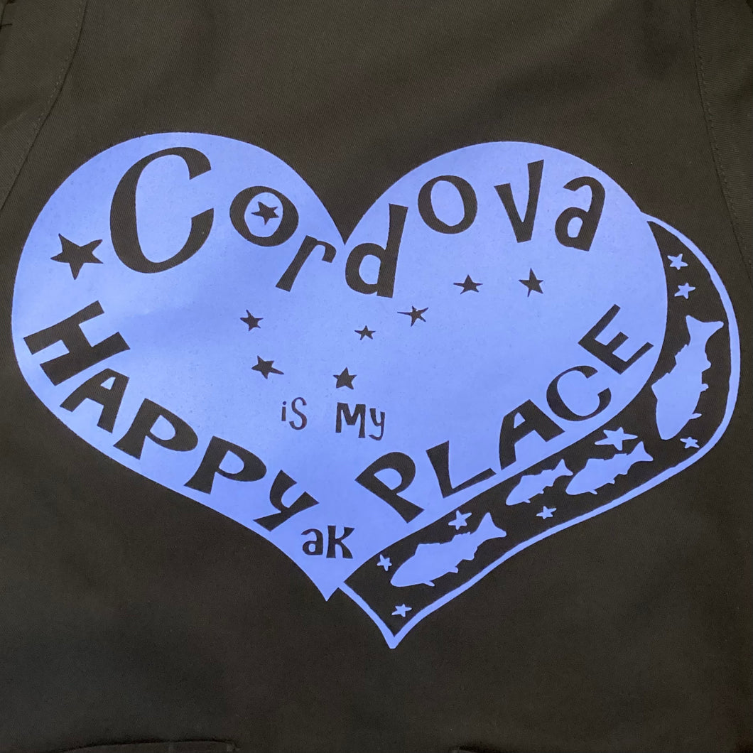 Cordova-Alaska-happy-place-apron-black-blue