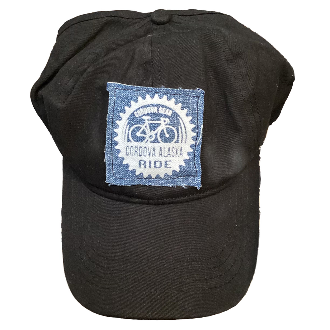 Cordova-Alaska-ride-bicycle-ball-cap-hat-open-back-black