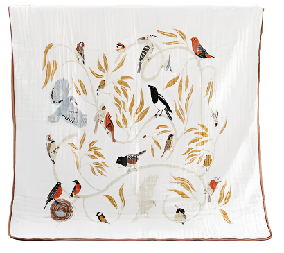 birds cotton muslin quilt blanket reversible