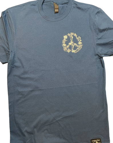 cordova alaska peace fish t shirt blue