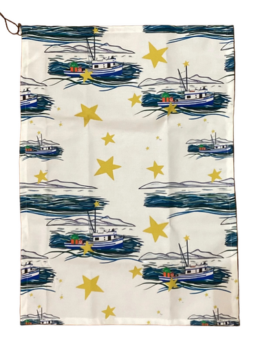 Alaska-Cordova-boat-tea-towel-valiant-maid