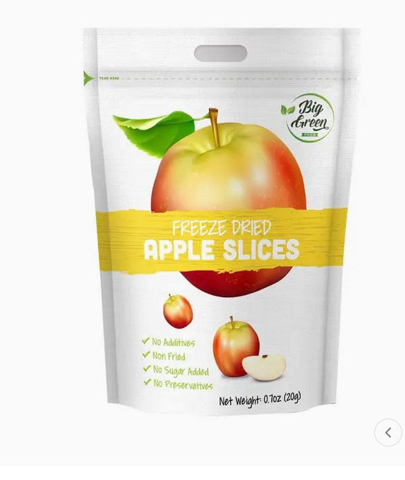 package of freeze dried apple sizes