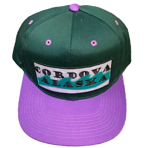 Cordova-Alaska-baseball-cap-hat-adjustable-water-wave-green-purple