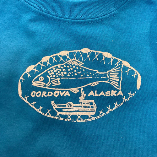 Cordova-Alaska-cork-net-kids-t-shirt-blue