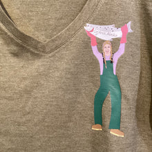 Cordova-Alaska-fisher-woman-t-shirt-olive-green-v-neck
