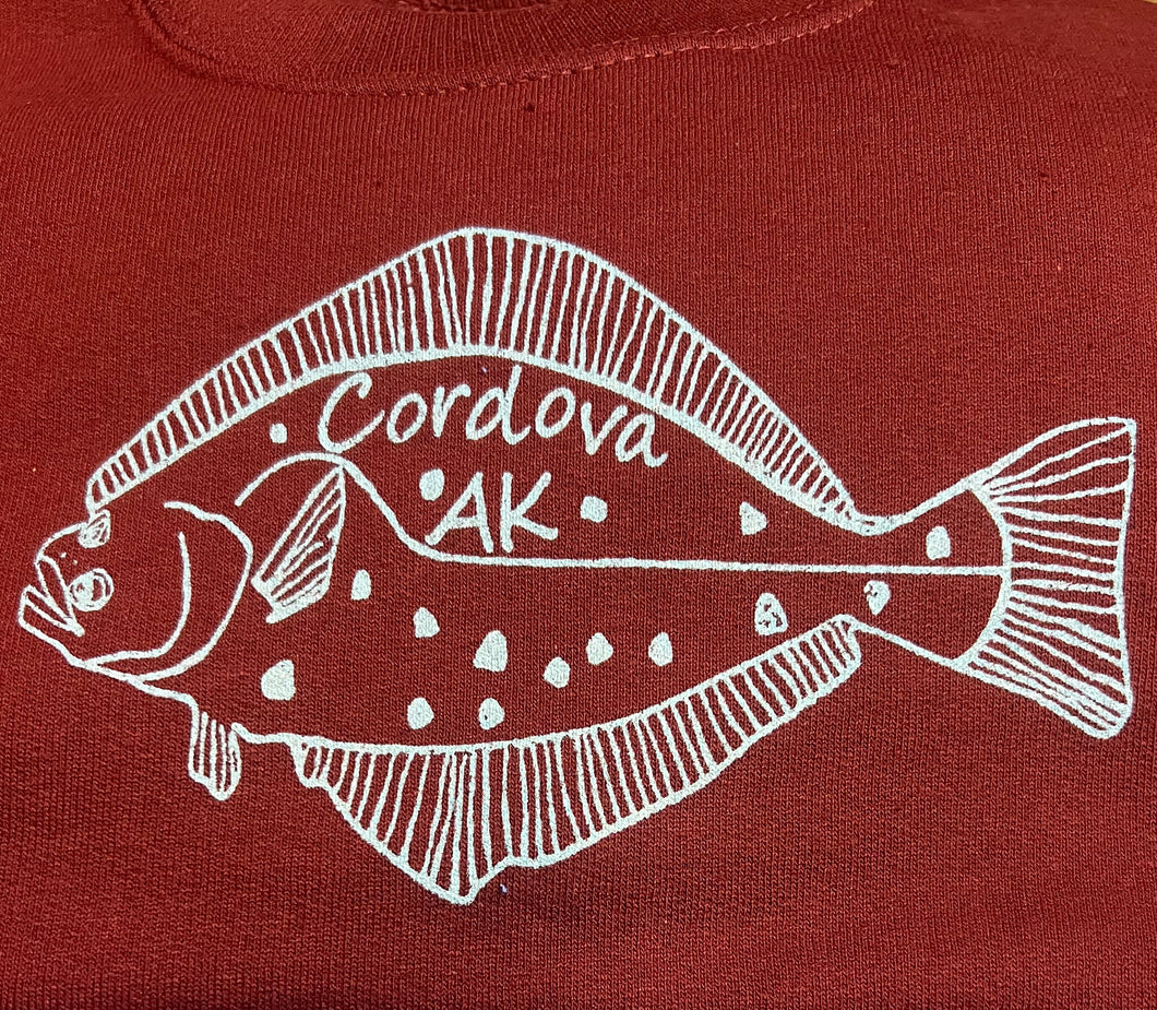 Cordova-Alaska-kids-crew-sweatshirt-maroon