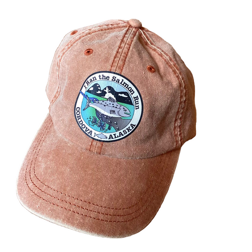 Cordova-Alaska-salmon-run-ball-cap-brown