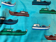 Teal Fishing Boat blanket with colorful gill net bow picker boats Cordova alaska
