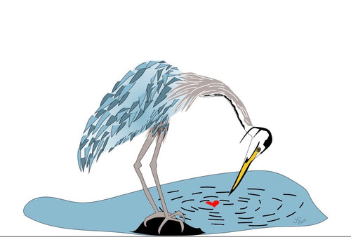 Great Blue Heron heart Card with envelope