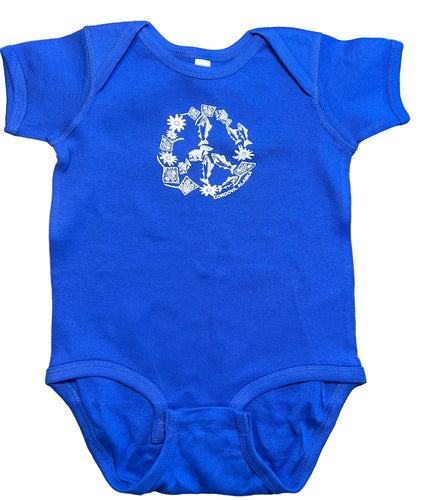 cordova alaska peace fish kids toddler baby onesie blue