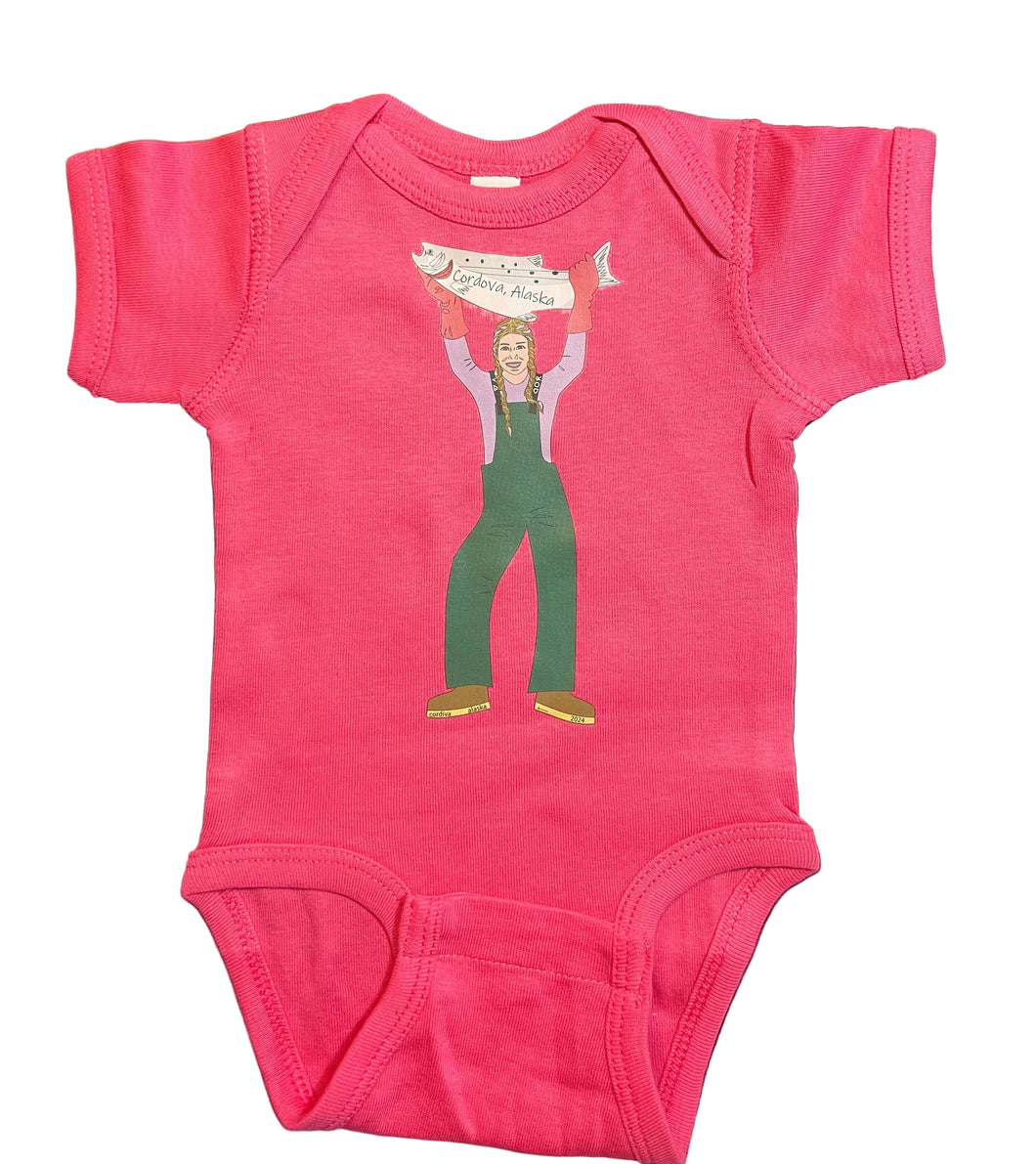 cordova alaska cordiva fisher girl kids toddler baby onesie blue