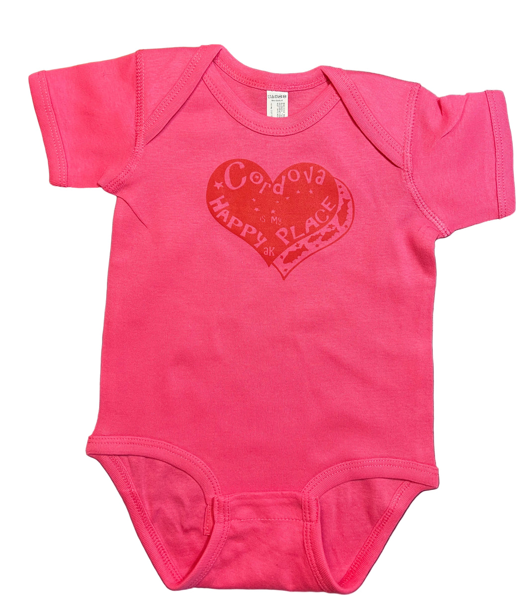 cordova alaska is my happy place kids toddler baby onesie pink