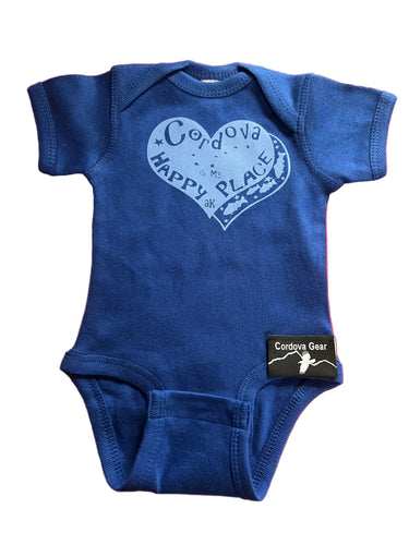 cordova alaska is my happy place kids toddler baby onesie blue