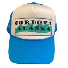 Kids-hat-trucker-ball-cap-Cordova-Alaska-water-wave-blue