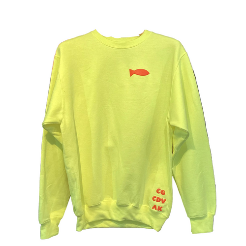 Neon-yellow-Cordova-Alaska-puff-fish-crew-sweatshirt