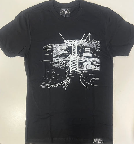  Ride Mr. Eyak short sleeve t shirt with single chair sun valley lift black t with white print
