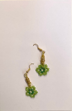 Small-art-note-card-green-flower-earrings