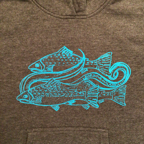 Cordova Alaska Swimming Salmon Sweatshirt