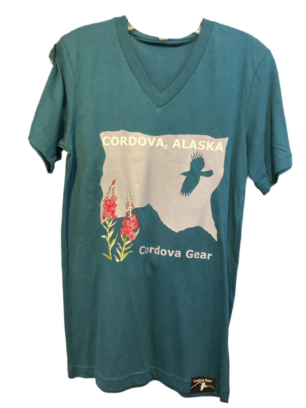 Women_s-Cordova-gear-Alaska-t-shirt-v-neck-teal