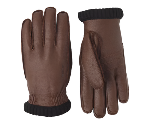 deerskin primaloft ribbed leather glove brown