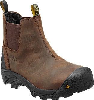 Alaska non slip boots for men, Keen Anchorage Mid pull on boot, brown, special sole for traction on slipper surfaces and ice